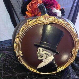 NWT Gothic Victorian Skeleton Cameo Pumpkin | At Home Halloween Decor